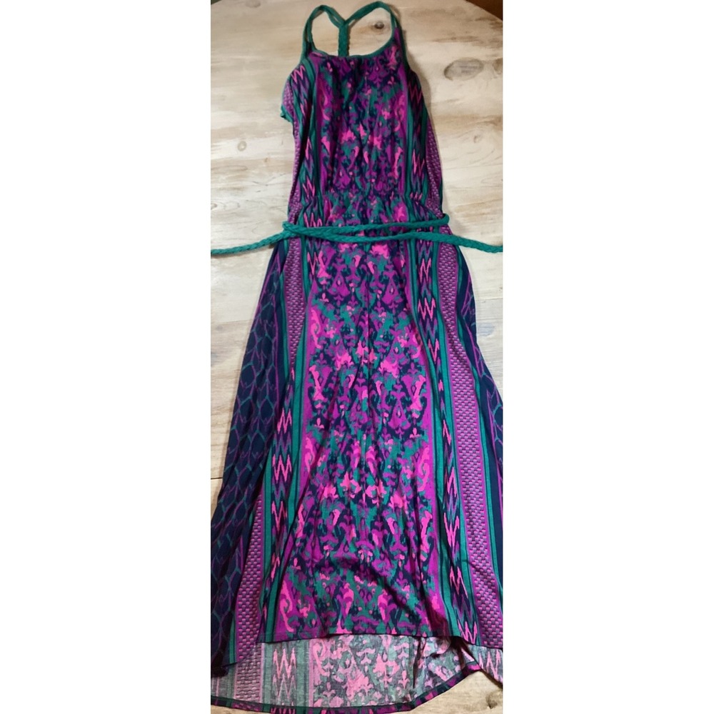 The North Face Womens Ikat Print Racerback Maxi Dress Teal Purple Pink Medium